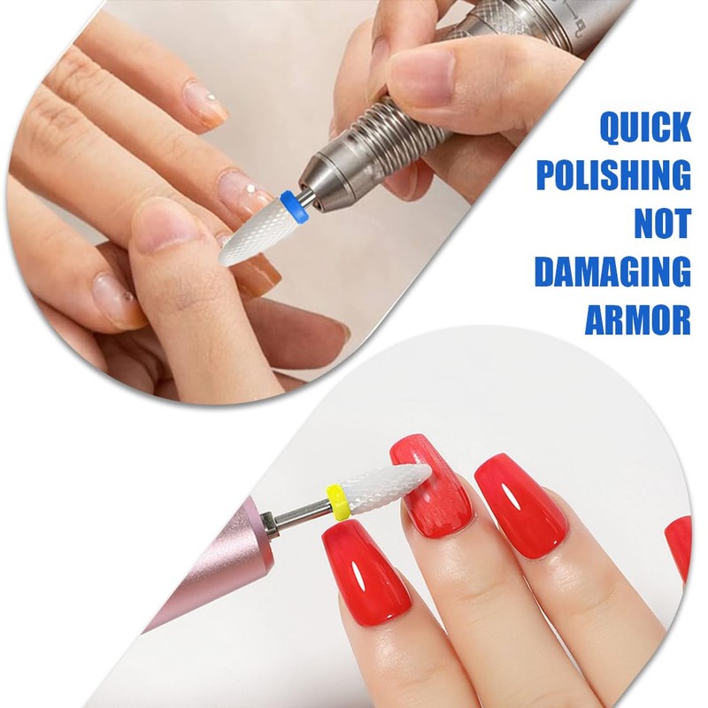 2 Piece Ceramic Nail Drill Set, Electric Nail Drill Bits