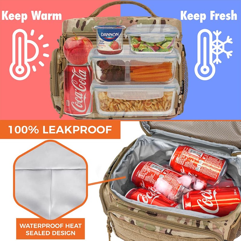 OPUX Tactical Lunch Box for Men, Camo Mens Insulated Lunch
