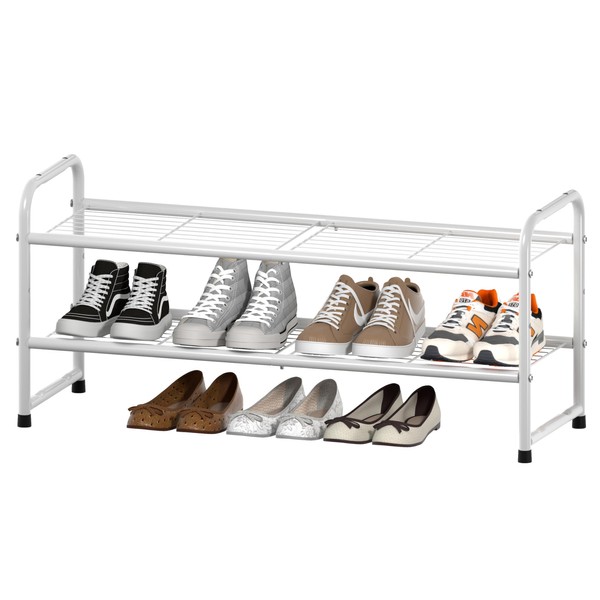 SUFAUY 2 Tier Shoe Rack, Closet Metal Shoe Rack Organizer