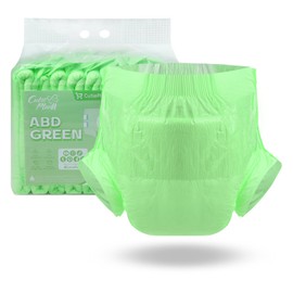 CutiePlusU Disposable Adult Diaper Heavy Absorption Dry Surface Adult Diapers All Night- Green 10 Pieces (Medium 28"-38")