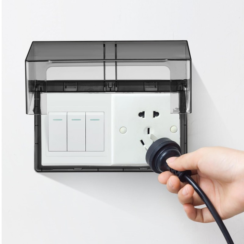 SEWACC Waterproof Outlet Cover Box 2-Gang Adhesive Electrical Socket Protector