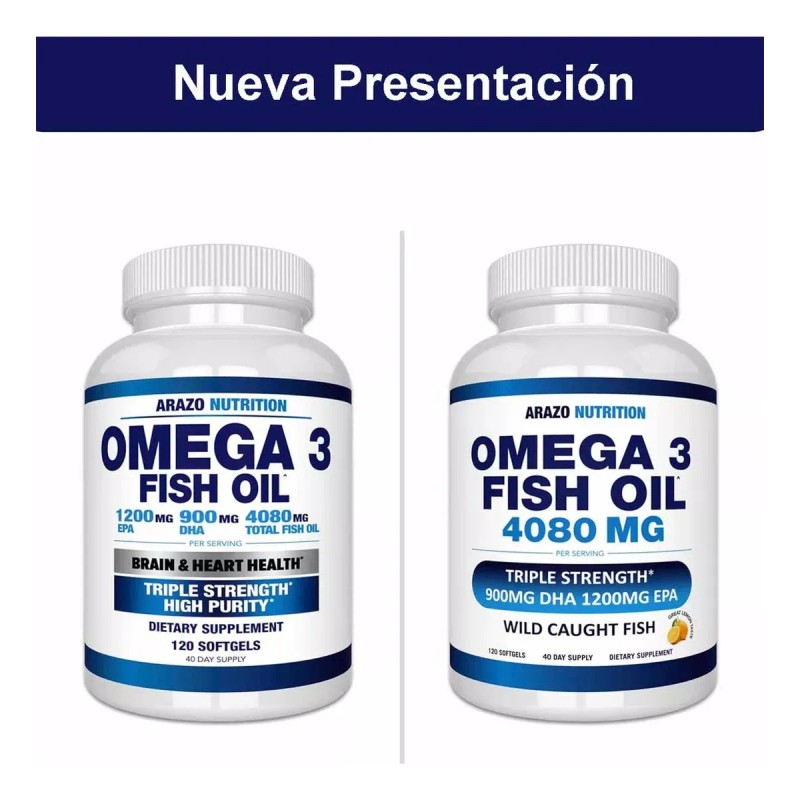 Arazo Omega 3 Aceite De Pescado Epa+dha 120 Cápsulas Sabor