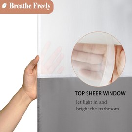 UFRIDAY 36x72 Inch Stall Size Shower Curtain, Polyester Bathroom Curtain with Rustproof Metal Grommets, Water Resistant, Weighted Bottom Hem, Machine Washable,Grey