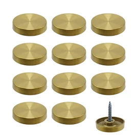 Rannb Decorative Mirror Screws Gold Cap Cover Nails 1"/25mm Cap Dia 304 Stainless Steel Screw Covers Caps Brushed -12pcs