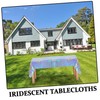 COHEALI Space Iridescent Tablecloth Set 4pcs Silver Party Decorations Wedding