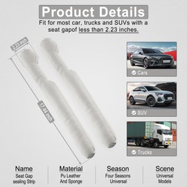 UREHEPO 2 pcs Leather Car Seat Gap Filler Organizer, Interior Car Accessories to Stop Things from Dropping for Car SUV Truck Camper, Fill The Gap Between Seat and Console - White
