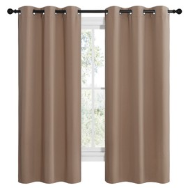 NICETOWN NICETOWN Short Window Treatment Thermal Insulated Solid Grommet Blackout Curtains/Drapes for Bedroom Samll Window (Set of 2, 42 by 68 Inch, Cappuccino)