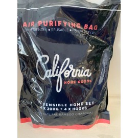California Home Goods BAMBOO CHARCOAL AIR PURIFYING BAGS 4-200G & 4-HOOKS SENSIBLE HOME SET DEODORIZER
