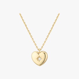 Gold&Deer 14KGP Heart Cubic Piece Necklace Yellow Gold / 골드앤디어 14KGP 하트 큐빅 조각 목걸이 옐로우골드