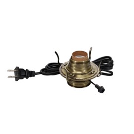 B&P Lamp® #2 Electric Burner Antique Brass Plated with Black Cord and On-Off Switch