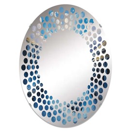 DesignQ waterfall wall mirror, Oval 0 mirror, Round Blue bathroom mirror, waterfall vanity mirror Fantastical Waterfalls Of Gravity printed mirror decor, oval mirror 20x30