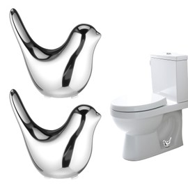 2 Pcs Ceramic Bird Toilet Bolt Covers Decorative Replacement Toilet Screw Cover Caps Cute Bird Toilets Screw Caps Decorative Easy Installation Toilets Bolt Cap for Bathroom Decor (Silver)