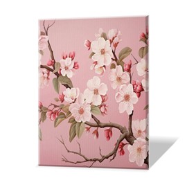 Modern Wall Art 12"X16" Painting Artwork Framed for Living Room Bedroom Bathroom Office Home Decor, Cherry Blossom Branches in Full Bloom Pictures on Canvas Art Painting