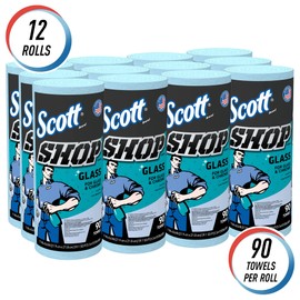 Scott® Shop Towels Glass™ (32896), Blue Shop Towels Glass, Mirrors and Chrome, Perforated Towels/Roll, 12 Rolls, 1,080 Towels/Case