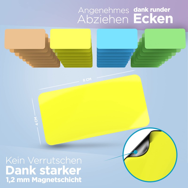 BLAUFUCHS Magnetic Strips Writeable Includes 2 Markers - 32 Pieces