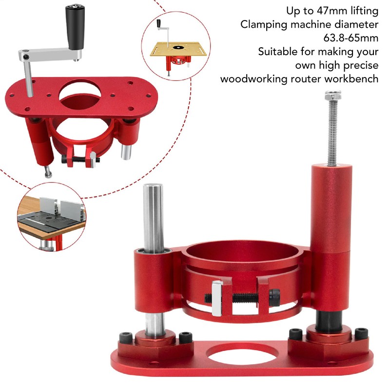 Router Lift Base Maximum 47mm Height Aluminum Alloy Stainless Steel