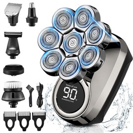 DIHOOM 6-in-1 8-head Electric Shaver,Multifunctional Shaving Head,Washable Digital Display,Long Battery Life,360-degree All-round Beauty and Cleaning:_9D Upgrated shaver