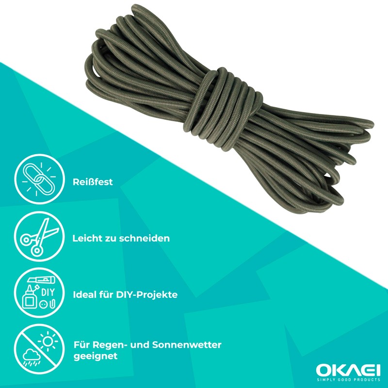 OKAEI Rubber Cord 4 mm x 5 m – High-Quality