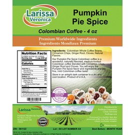 Pumpkin Pie Spice Colombian Coffee (Gourmet, Naturally Flavored, Whole Coffee Beans) (4 oz, ZIN: 561122)