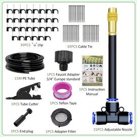 49.21Ft Quick-Connect Drip Irrigation System Kit,360°Bendable Automatic Garden Watering System,Adjustable Nozzle Copper Sprayer Sprinklers,Tropfbewässerungssystem für Gewächshaus,Hof,Rasen, Pflanze