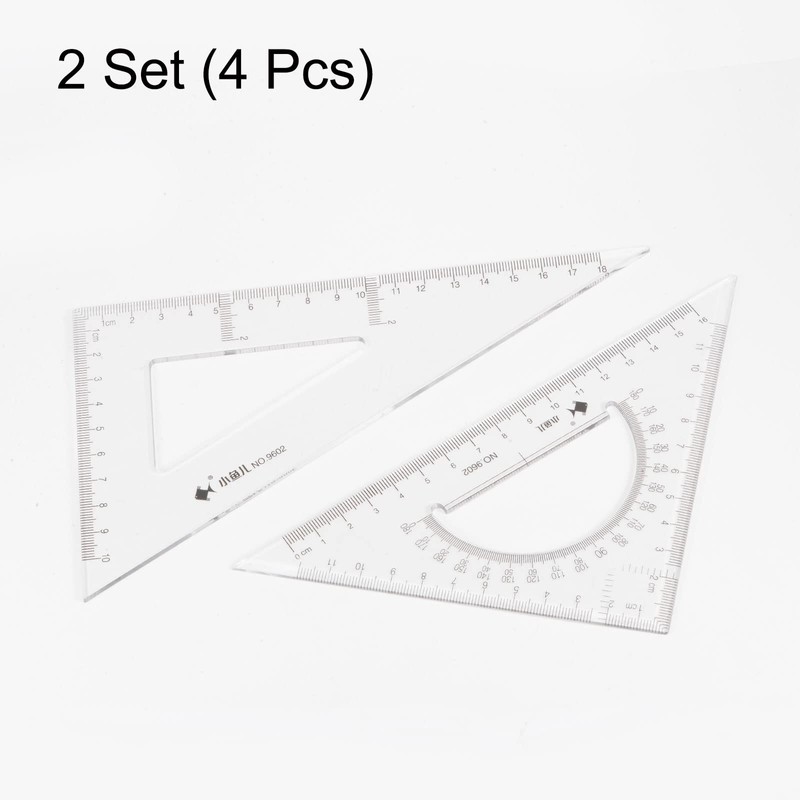 HARFINGTON 4piece Triangle Ruler Square Set 18cm, 16cm 30/60 and