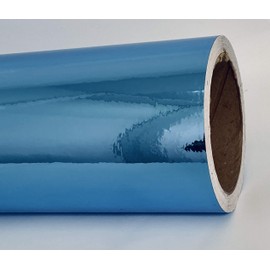 Roll of Colored Chrome Sign Vinyl, with Self-Adhesive (Light Blue, 24 inch x 30 ft)