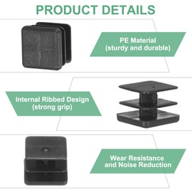 M METERXITY 30pcs Square Tube End Caps 0.7"/18mm Plastic Tube Plug Square Metal Tubing for Chair Leg Pipe Post Furniture Fence Bumper Tube Plug [Black]