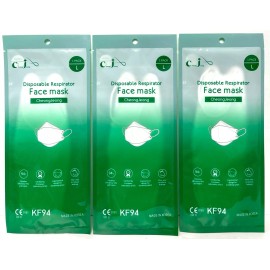 CHEONGJEONG 3 Pack Mask Protects Ultra-Fine Dust & Infection KF94 White, Made in Korea