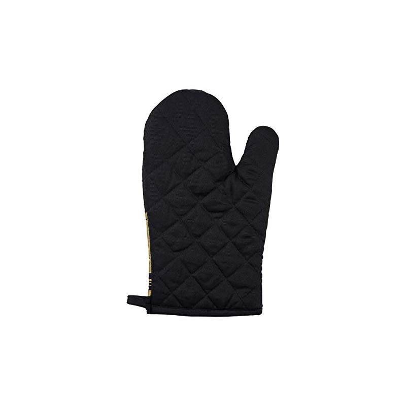 Premier Housewares Oven Glove, Cotton, Black/Gold, Single