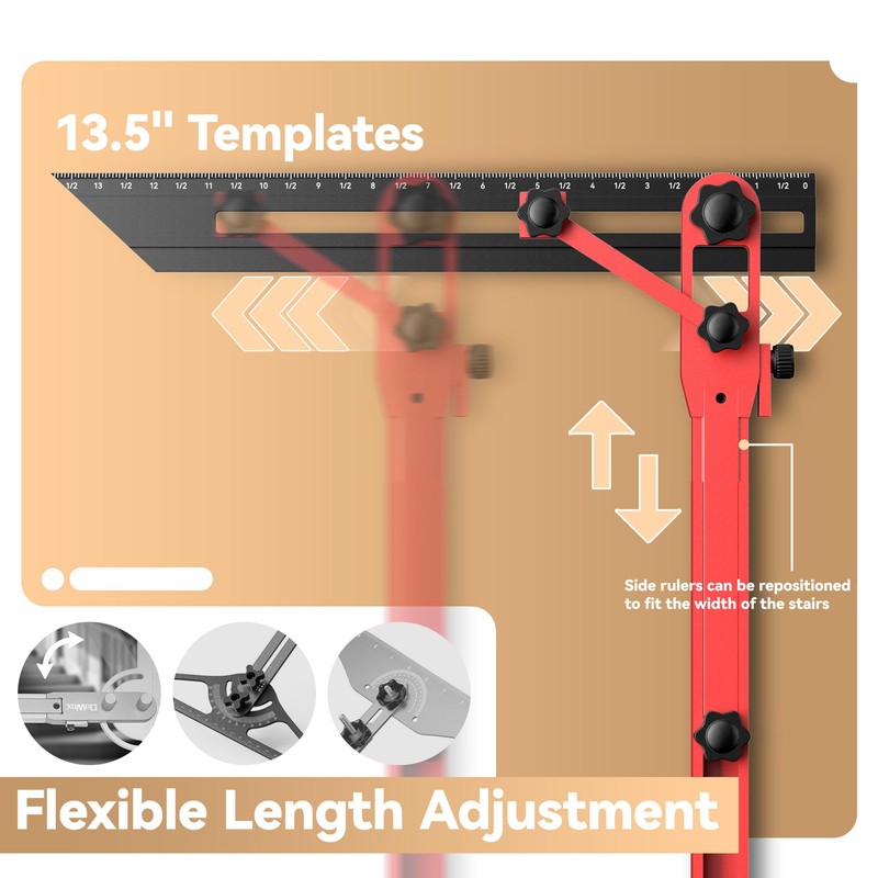 Stair Tread Jig, 72" Adjustable Stair Tread Template Tool for