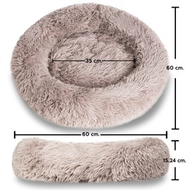Zone Tech Medium Round Cushion Pet Bed - Premium Quality Washable Donut-Shaped Ultra Soft Plush Cushion Bed for Pets