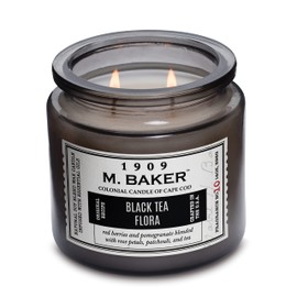 Colonial Candle Black Tea Flora Scented Jar Candle | 2-Wick Natural Soy Blend Wax Candle for Home | Relaxing Aromatherapy Candle Infused with Essential Oils | M. Baker Apothecary Glass Jar Candle