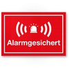 Komma Security Alarmgesichert Sign 30 x 20 cm - Achtung Vorsicht Alarmgesichert - Notice Sign Alarm - House Building Object