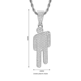 BEIBXHQQ 1 Hip Hop Necklace, Fashion Necklace, Diamond Necklace, Street Style Necklace, Stainless Steel Necklace, Couple Pendant Necklace, Rap Necklace, Suitable for Party, Party, Birthday (Silver)
