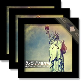skyDrama 100% Solid Wood 5x5 Frame Set of 3, Black Square Picture Frame for 5 x 5 Picture Poster Photo, Light Weight 5by5 HQ Matte Black Frame for Wall - 3 Pack/Black/5"x5"