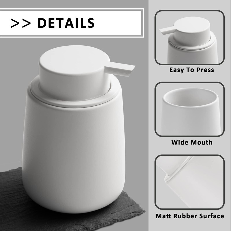 TOOZFO Soap Dispenser Ceramic with Easy-to-Press Pump Hand Lotion Liquid
