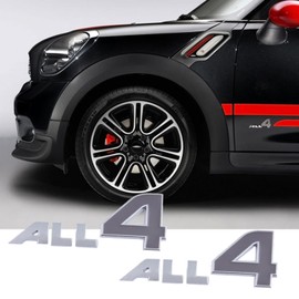 ALL4 Emblem Car Badge Sticker Replacement for Car Moto Logo (Silver Grey) Pack of 2