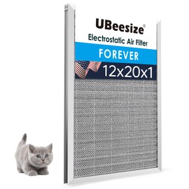 UBeesize 12x20x1 Air Filter HVAC AC Furnace Filter,MERV 8,Reusable Washable, Lasts a Lifetime,Permanent Air Filter,Breathe Fresher,Home And Office(Actual Size:11.69x19.8x0.8Inch)