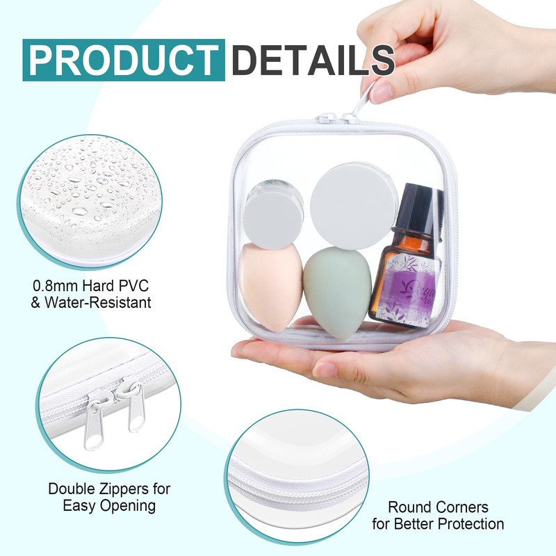 Qiyaz 15 Pcs Clear Hard Shell Zipper Case Plastic Bins