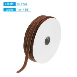 QUARKZMAN Velvet Ribbon Gift Wrapping 50 Yard x 3/8 Inch Brown Single Sided Velvet Ribbon Roll for DIY Bouquets Wedding Decorations