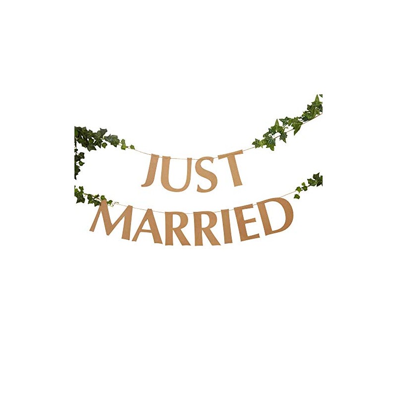 Neviti 775813 Hearts Just Married Bunting-Large Garland, Brown Kraft, 200