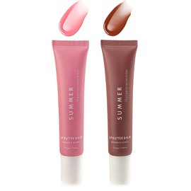 Summer Lip Butter Balm Set - Hydrating & Nourishing Lip Gloss Non-Sticky, Long-Lasting Shine and Softness, For Dry Lips, Moisturizing Balm for Soft, Smooth Lips All Day 2 Colors