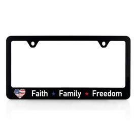 BARON-JEWELRY Faith License Plate Frame Holder - Faith Family Freedom - Quality UV Printed Plastic Frames