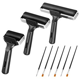 Friendship 9 Pcs Brayer Roller for Crafts - Rubber Roller for Printmaking and Ink Paint Block Stamping, Print Printing, Printmaking Wallpaper and Oil Gel Printing Plate Painting Tool