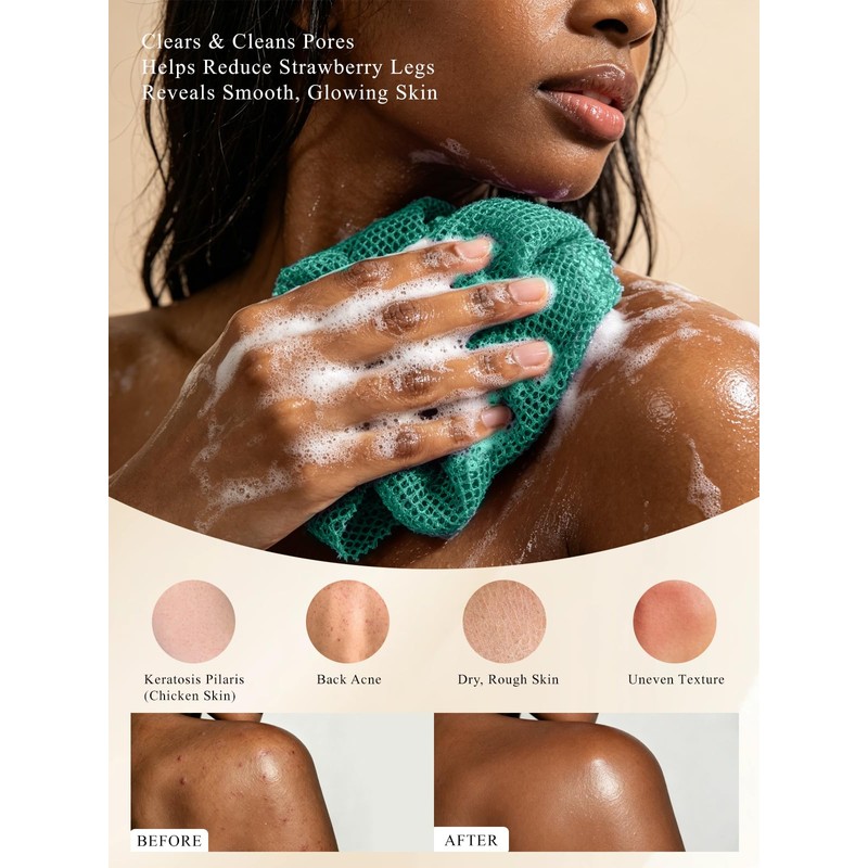 4 Pack African Net Sponge, African Exfoliating Net for Body