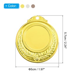 PATIKIL Blank Award Medals, 6 Pcs Round Flat Metal Medals with Wheat Pattern Alloy Award Pendant for Competitions Sports Meetings Party, 3 Color