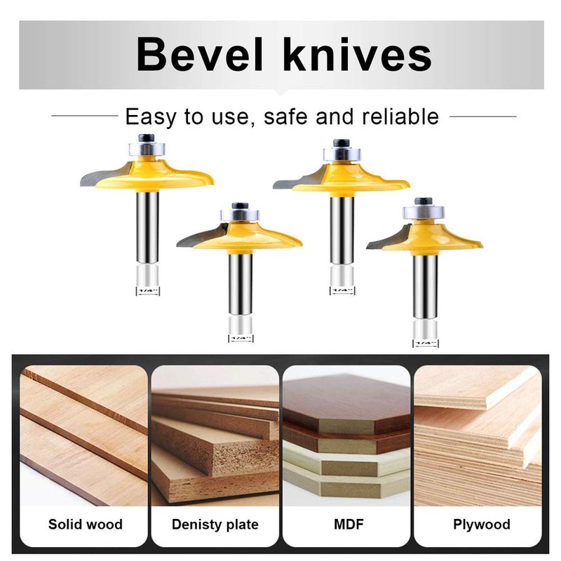 LEATBUY 1/4-Inch Shank Door&Drawer Front Edging Router Bit Set 4