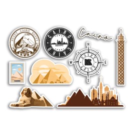 A5 Sticker Sheet Cairo Vinyl Stickers - City Landmarks Stamp Egypt Pyramid Holiday Travel #78508