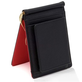 Grav Men's Wallet with Coin Purse (IC Card Pocket with Hidden Pocket), multicolor (black / red)