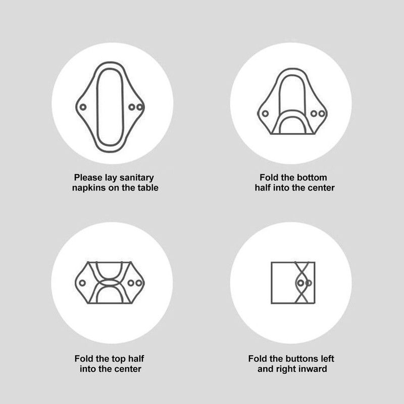 4Pcs Reusable Feminine Pads Washable Cotton Leak Proof Breathable Skin